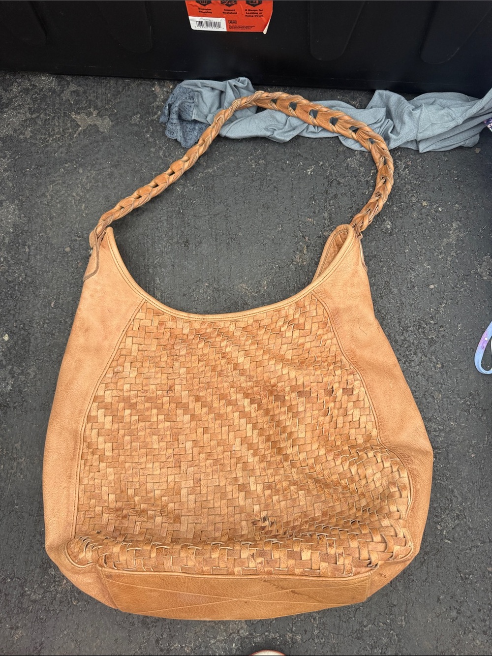 Woven Shoulder Hobo Bag in Tan